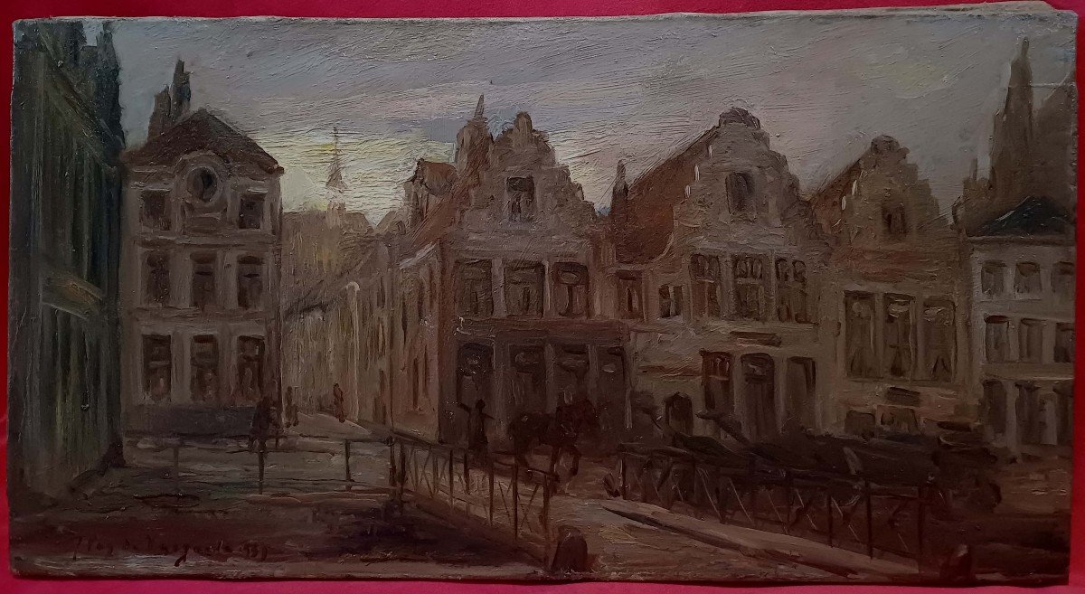 Jules Van De Veegaete (1886-1960) - Bruges At Dawn 1939 - -photo-2