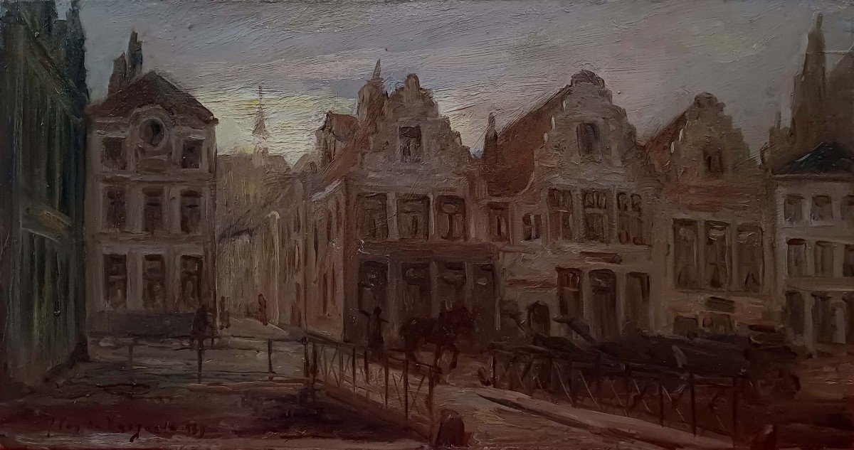 Jules Van De Veegaete (1886-1960) - Bruges At Dawn 1939 - 