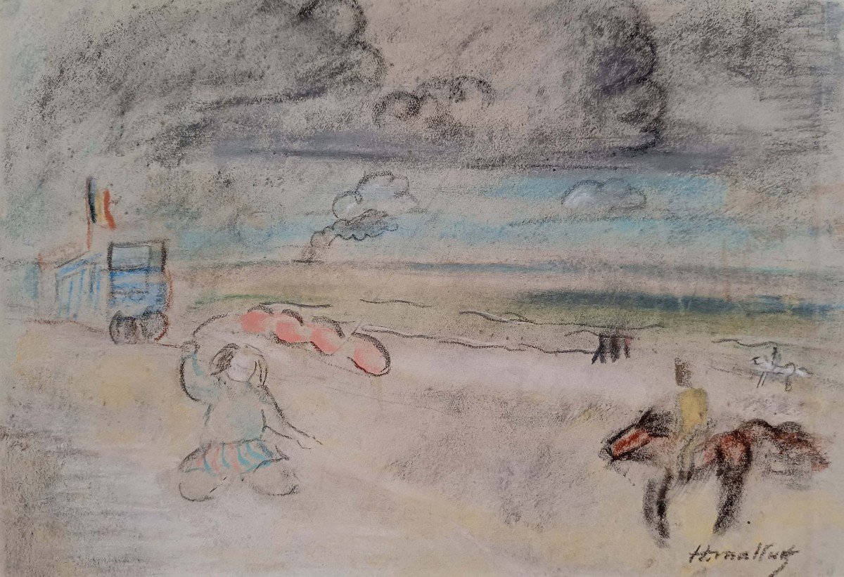 Hubert Malfait (1898-1971) - A La Plage 1930 --photo-3