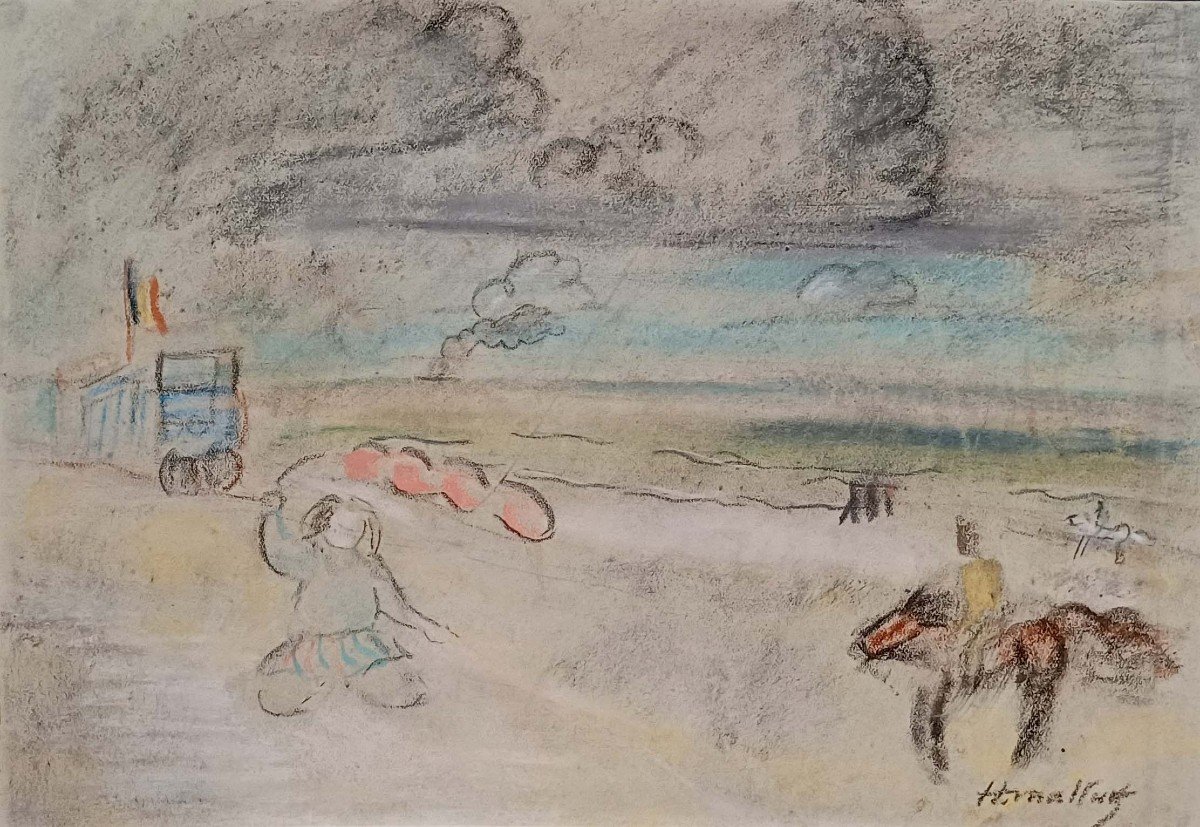 Hubert Malfait (1898-1971) - A La Plage 1930 --photo-1