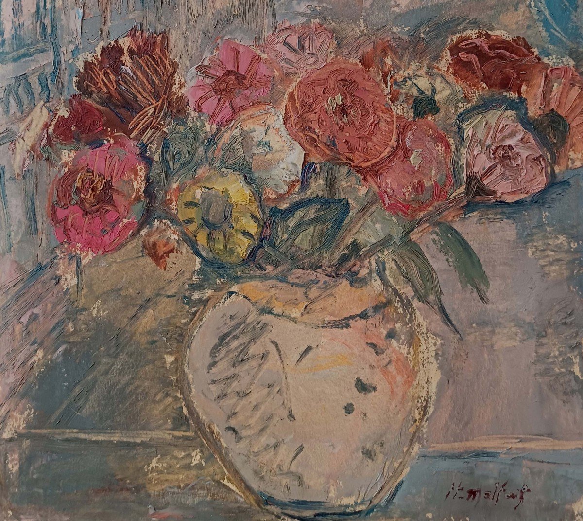 Hubert Malfait (1898-1971) - Fleurs &agrave; la Fen&ecirc;tre 1930 --photo-1