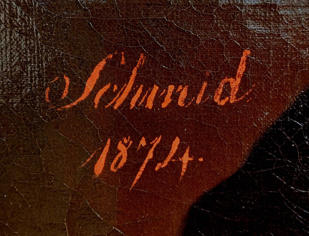 Signed Schmid 1874 - Portrait Of A Notable Person --photo-2