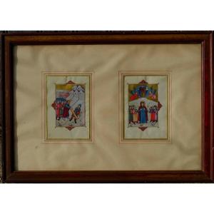 Pair Of Illuminations - Painted In The 19th Century -