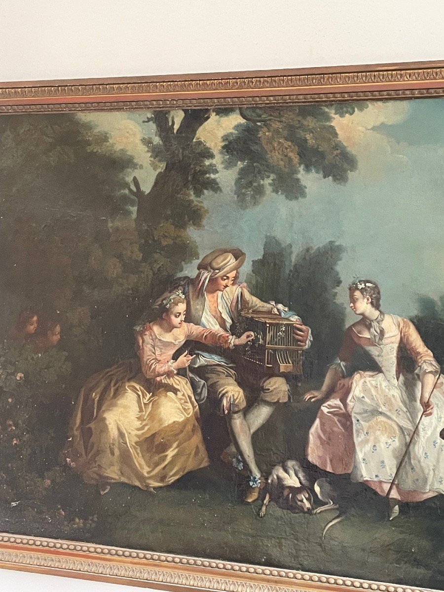 Very Beautiful 18th Century Painting, Country Scene-photo-1