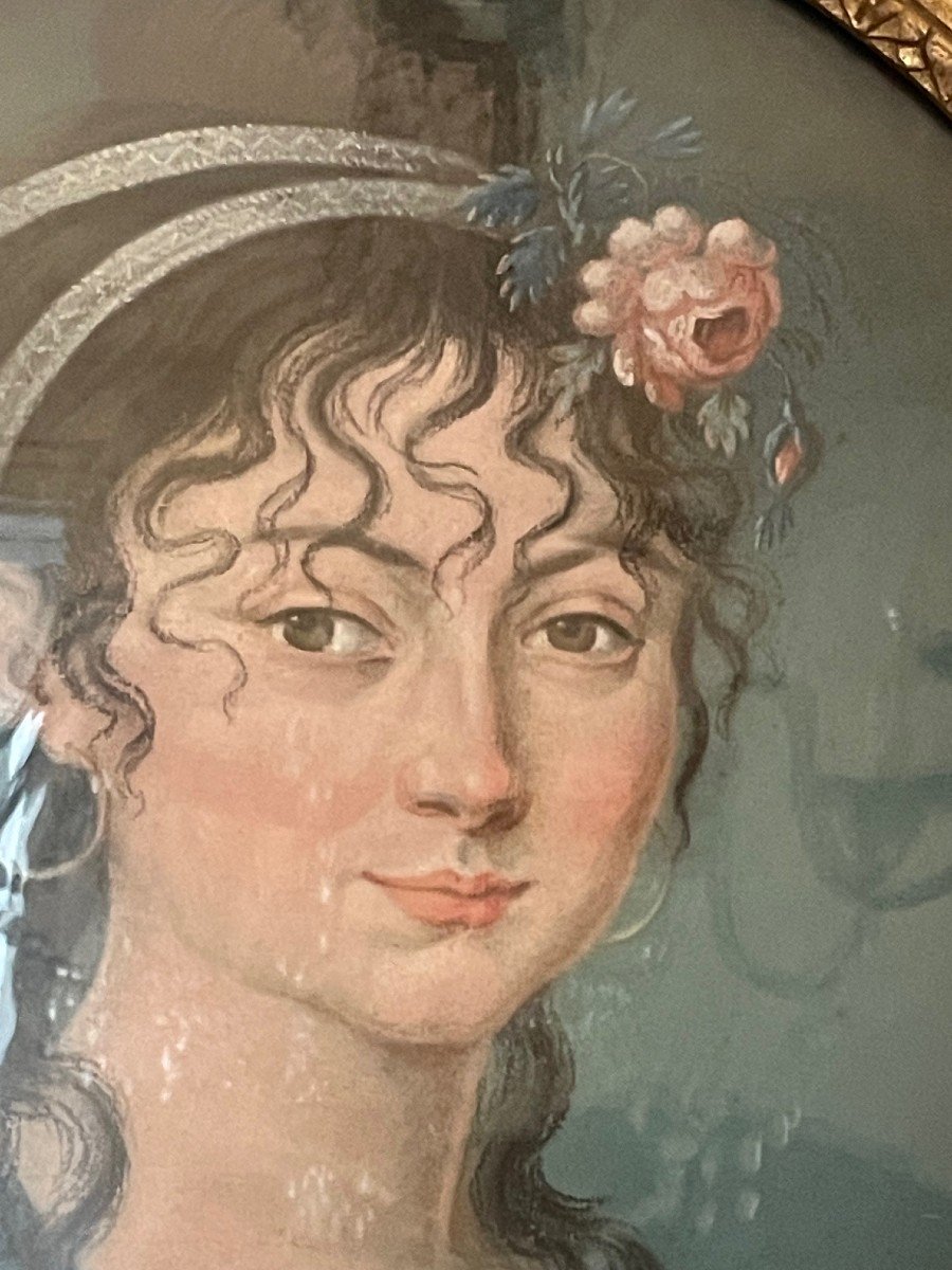 Charming Painting From The Directoire Period - Caroline Bonaparte-photo-3