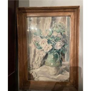 Charming Flower Painting Signed Coussans