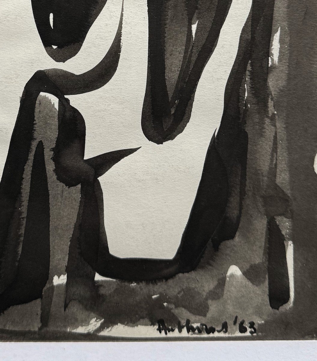 WILLY ANTHOONS (1911-1982) Projet Sculptural Dessin Original à L’aquarelle Et Encre Signé Daté-photo-2