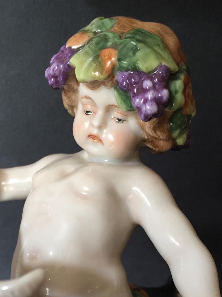 Bacchus (putti) Chevauchant A Goat, Saxe Porcelain, Manufacture Scheibe-alsbach-photo-3