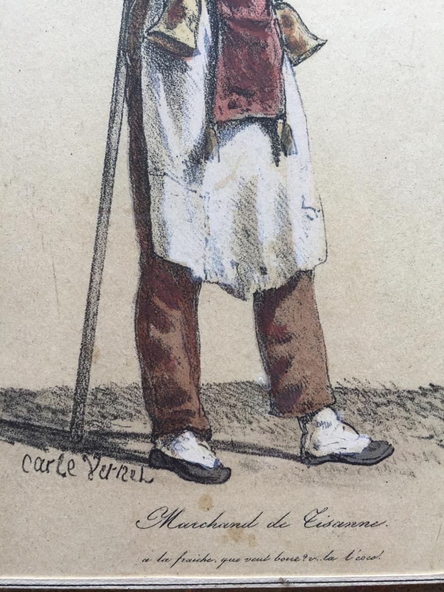 Carle Vernet (d’après), Le marchand de tisanes, lithographie XIXe, circa 1825-photo-3