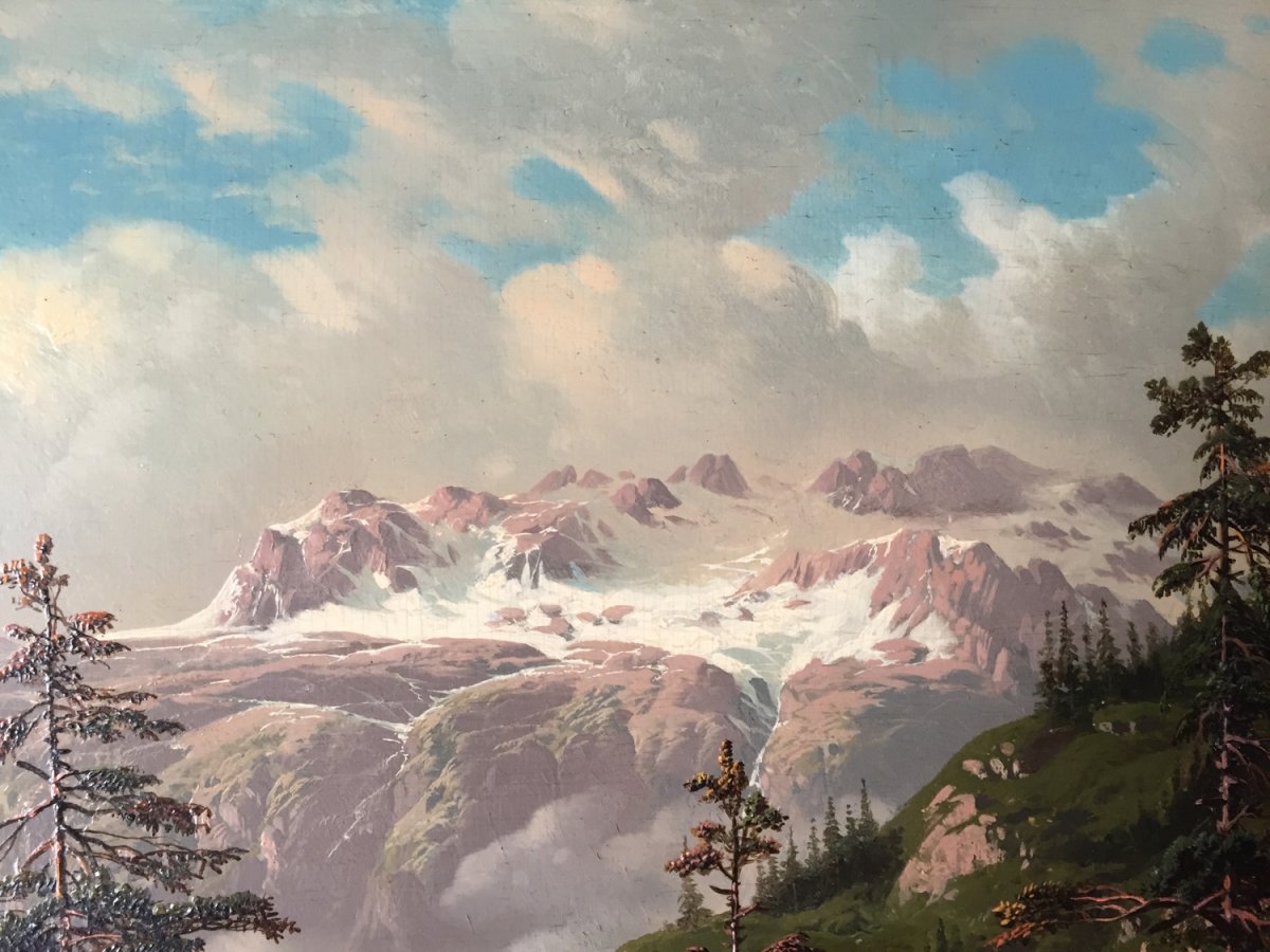 François ROFFIAEN (1820-1898), Paysage de montagne en Suisse, vue d’un glacier en Oberland-photo-2