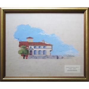 Jean-Marcel BOUDOUIN, dessin architecture exposition internationale 1937 Gouache Art déco