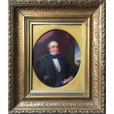 Gg Bullock, Portrait Of A Scottish Lord In Romantic Inside, Nineteenth, Signed, Frame Of Time