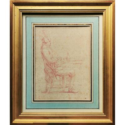 Ec. French Late 18th Century, 1st Empire, Blood Drawing, Seated Officer (napoleon Meditating?)