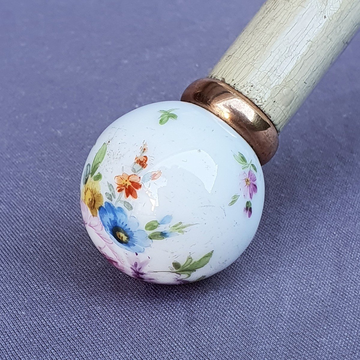 Parasol 1900, Porcelain And Embroidery Decorated With Butterflies-photo-3