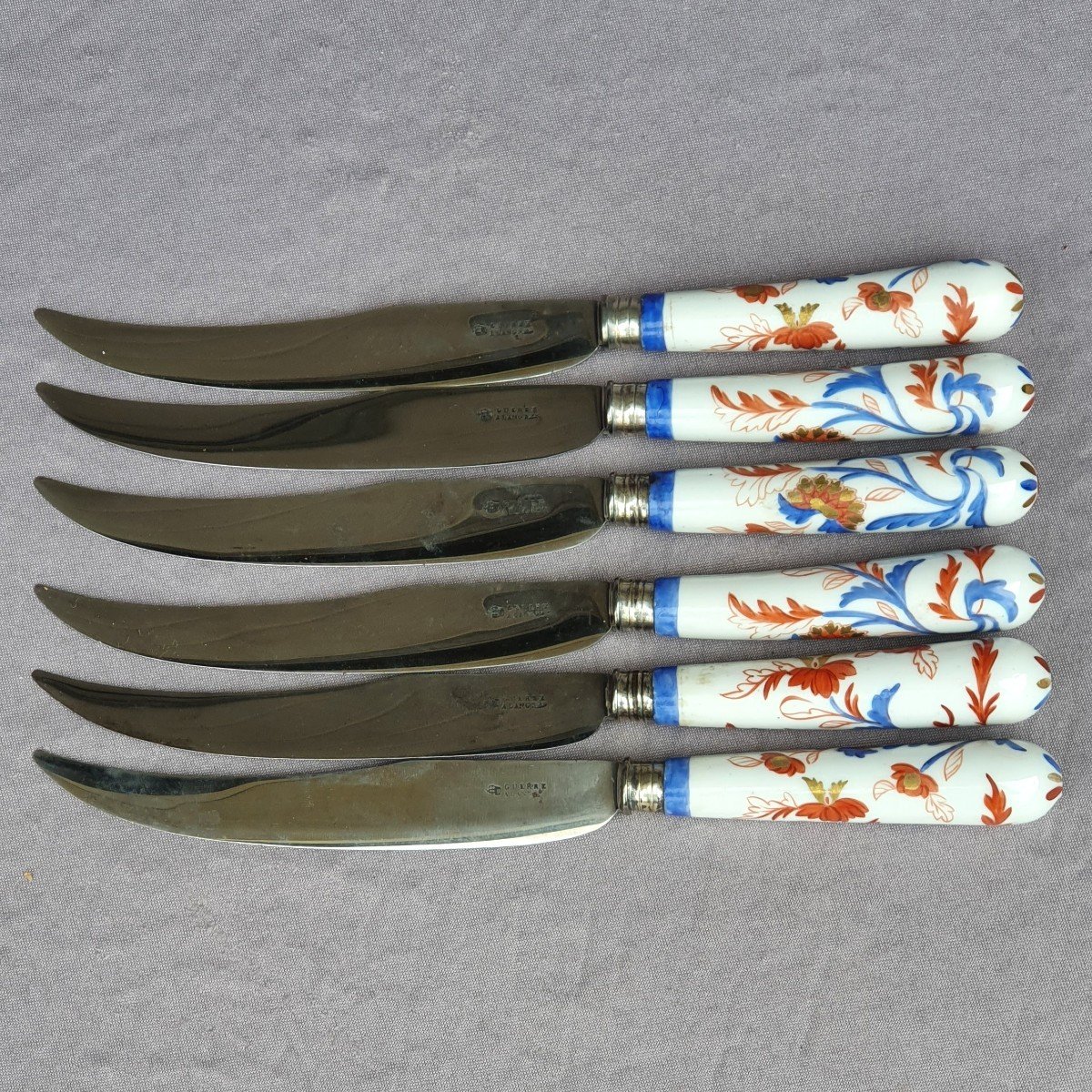 Rare Set Of Six 18th Century Chinese Porcelain Handle Knives-photo-3