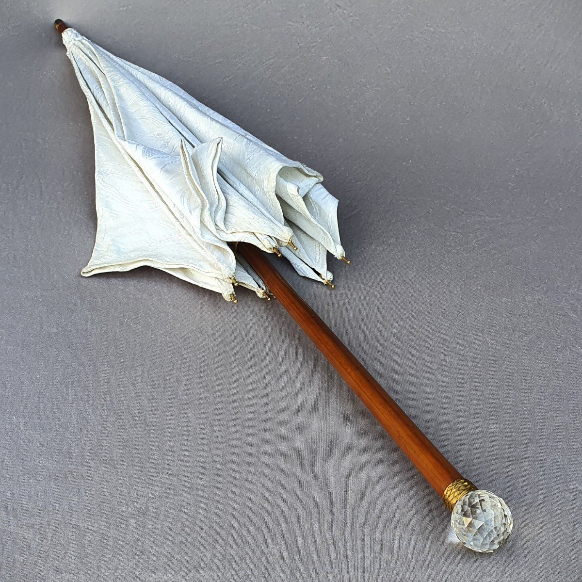 Umbrella With Crystal Knob, Umbrella Dealer "betaille 20 Rue Royale In Paris" , Circa 1900-photo-2