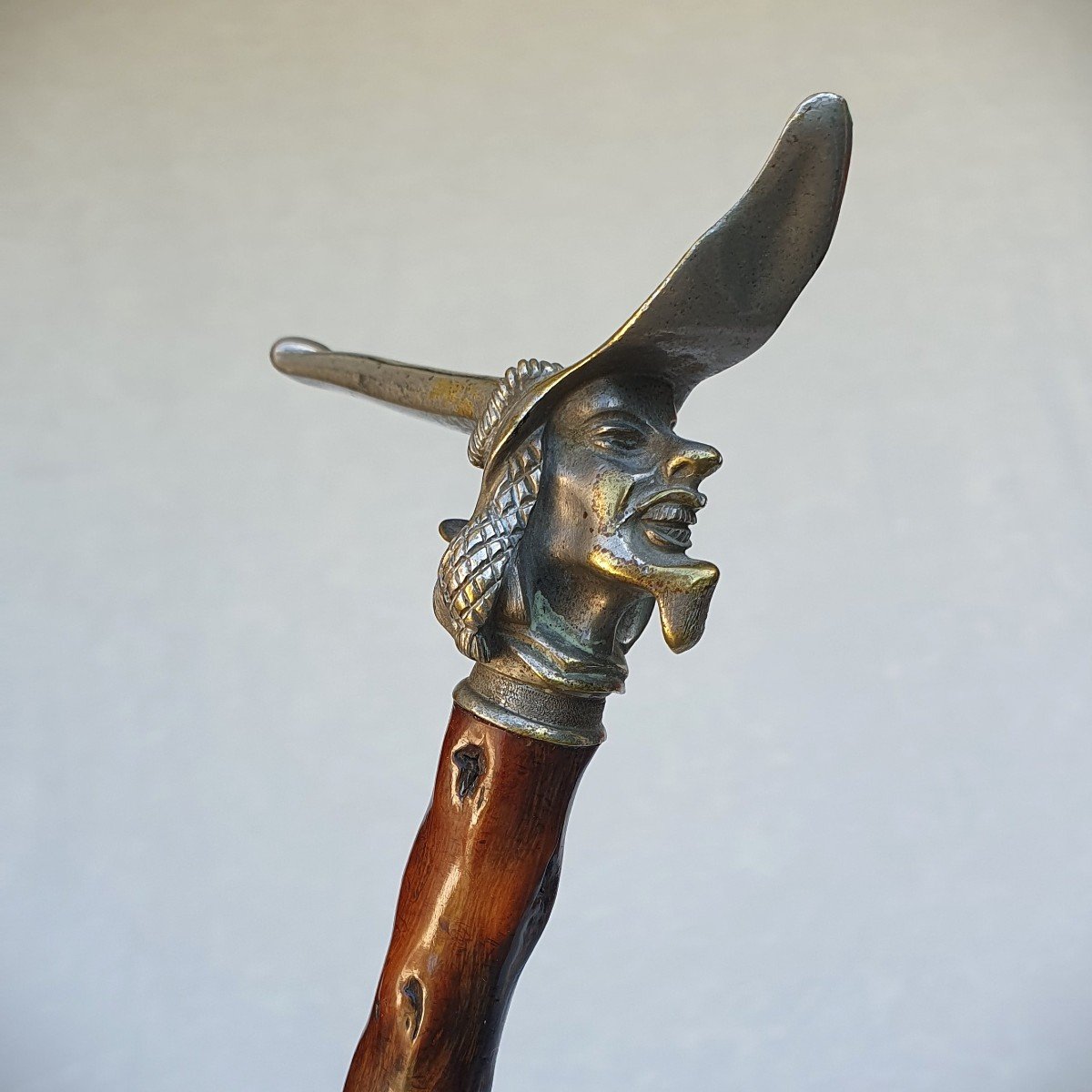 Head-breaking Cane, Robin Hood Bronze Knob, Medlar Shaft-photo-2