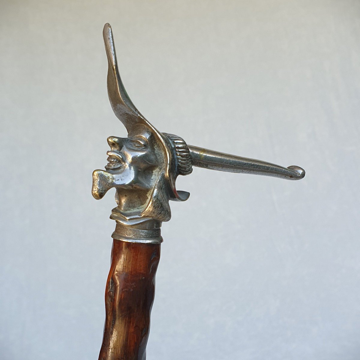 Head-breaking Cane, Robin Hood Bronze Knob, Medlar Shaft-photo-3