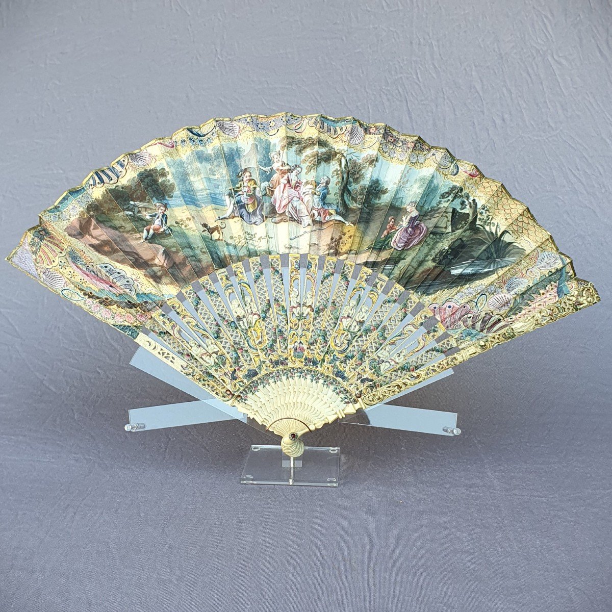 Antique Fan, Louis XVI Period, Gallant Scene