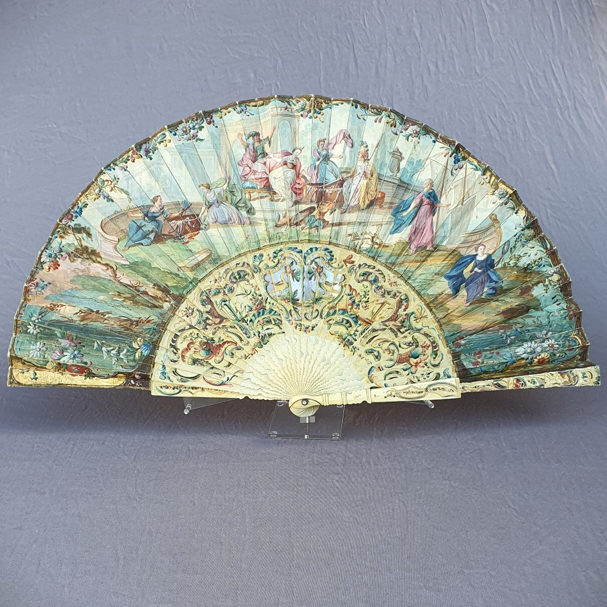 Antique Fan, Louis XV Period “achilles Among The Daughters Of Lycomedes”