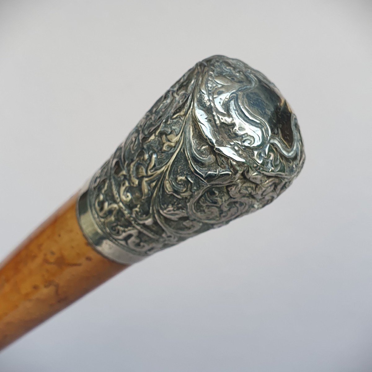 Antique 19th Century Cane, Silver Pommel Called “milord”-photo-2