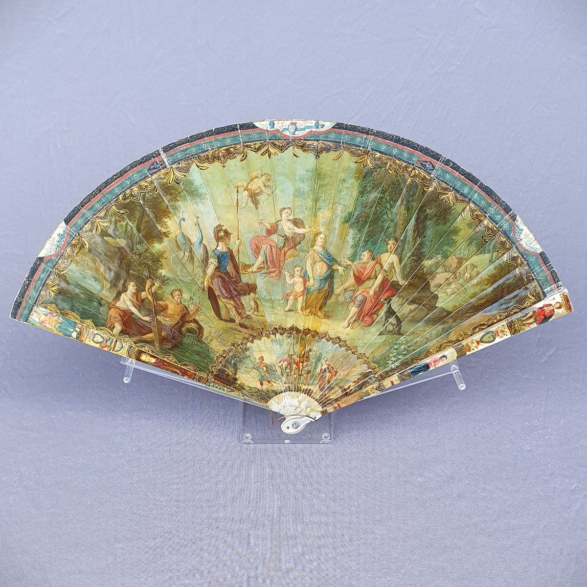 18th Century Fan, Called “vernis Martin” The Judgment Of Paris, Circa 1720-photo-1