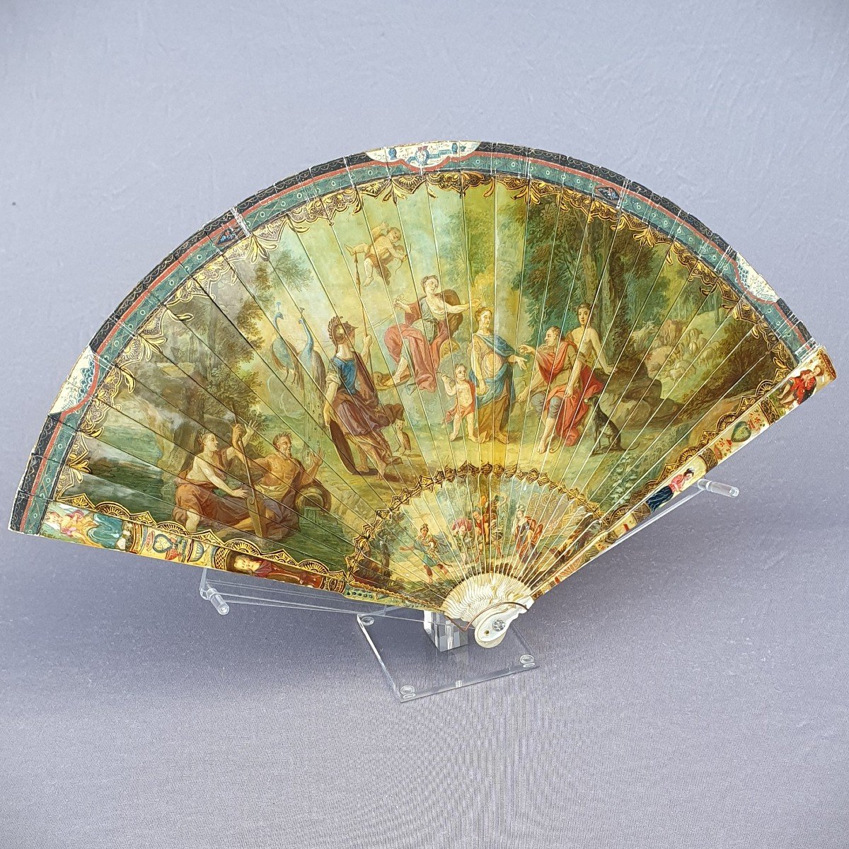 18th Century Fan, Called “vernis Martin” The Judgment Of Paris, Circa 1720