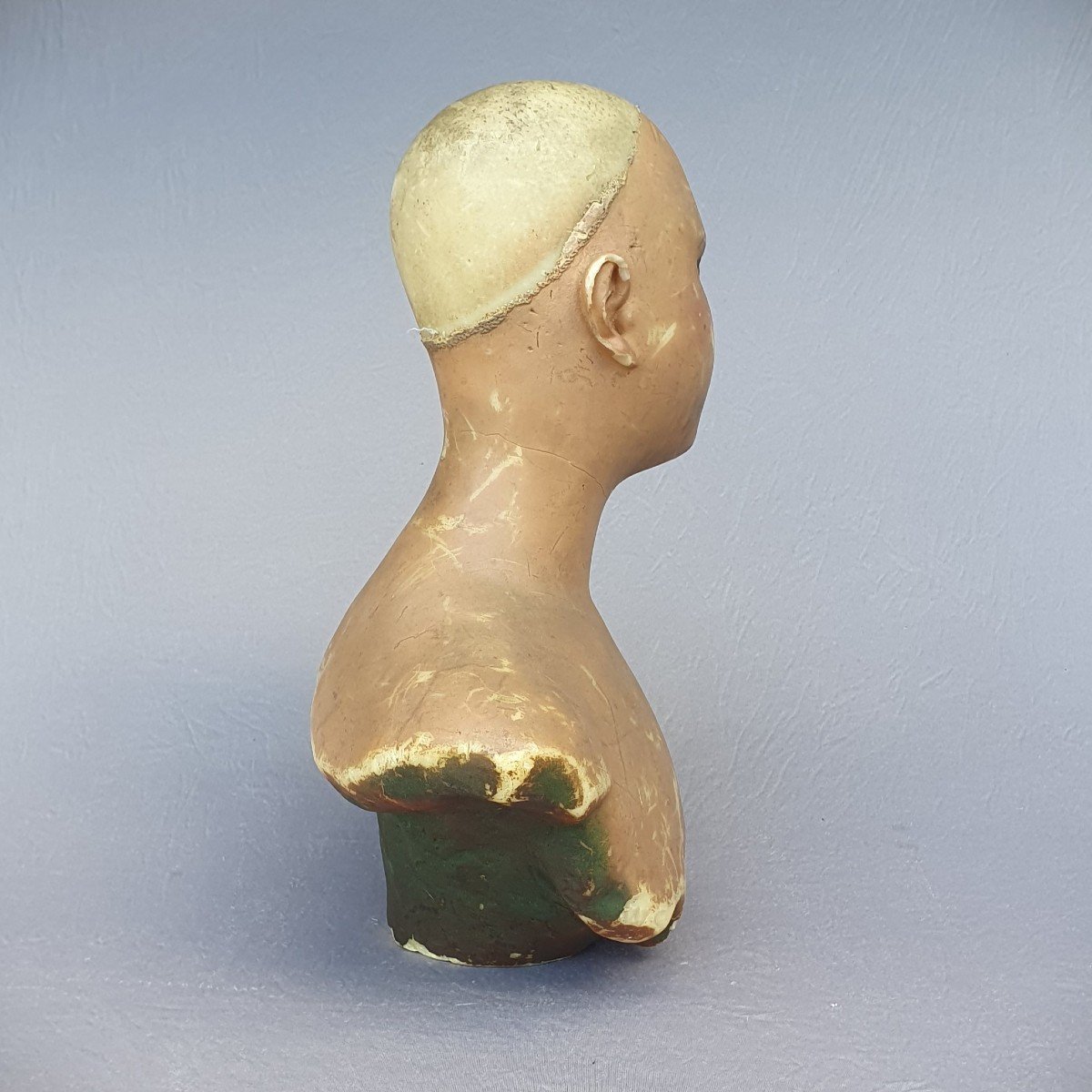 Old Bust Of A Milliner In Wax With Glass Eyes, Late 19th Century, Imans? Mannequin…-photo-1