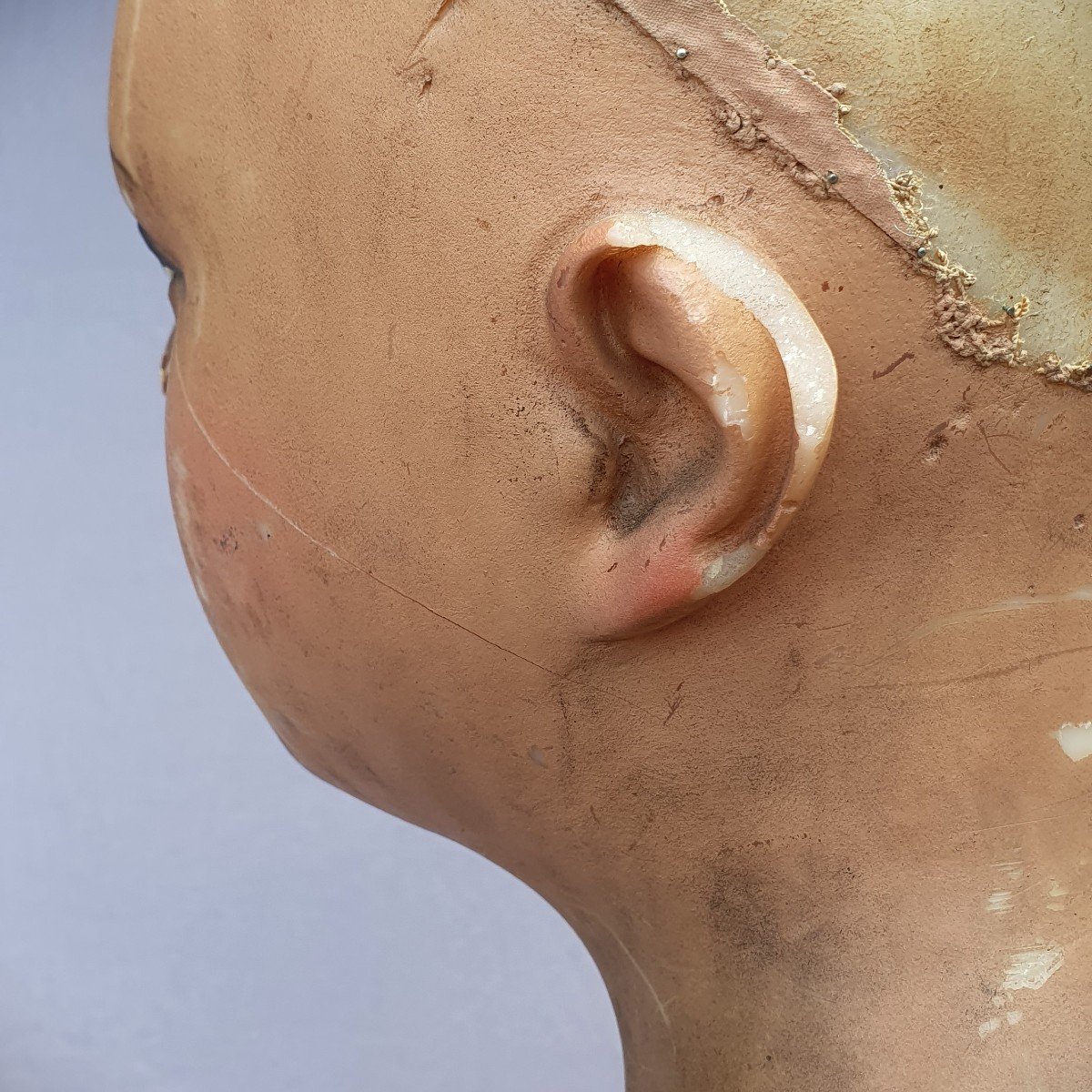 Old Bust Of A Milliner In Wax With Glass Eyes, Late 19th Century, Imans? Mannequin…-photo-4