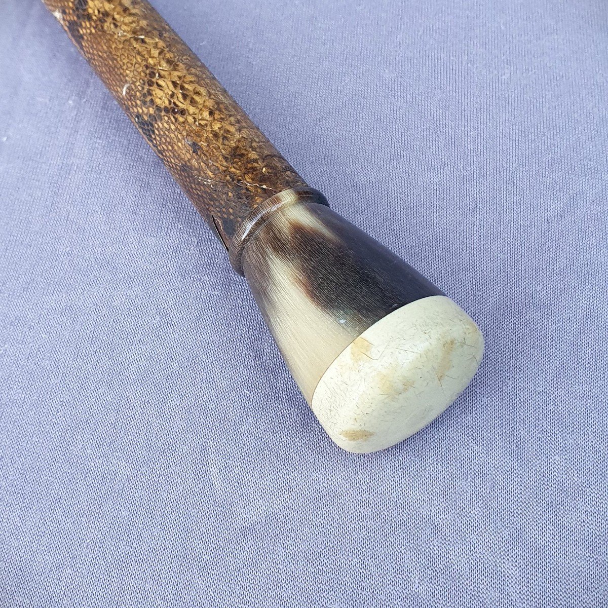 Art Deco Cane, Snakeskin And Horn-photo-3