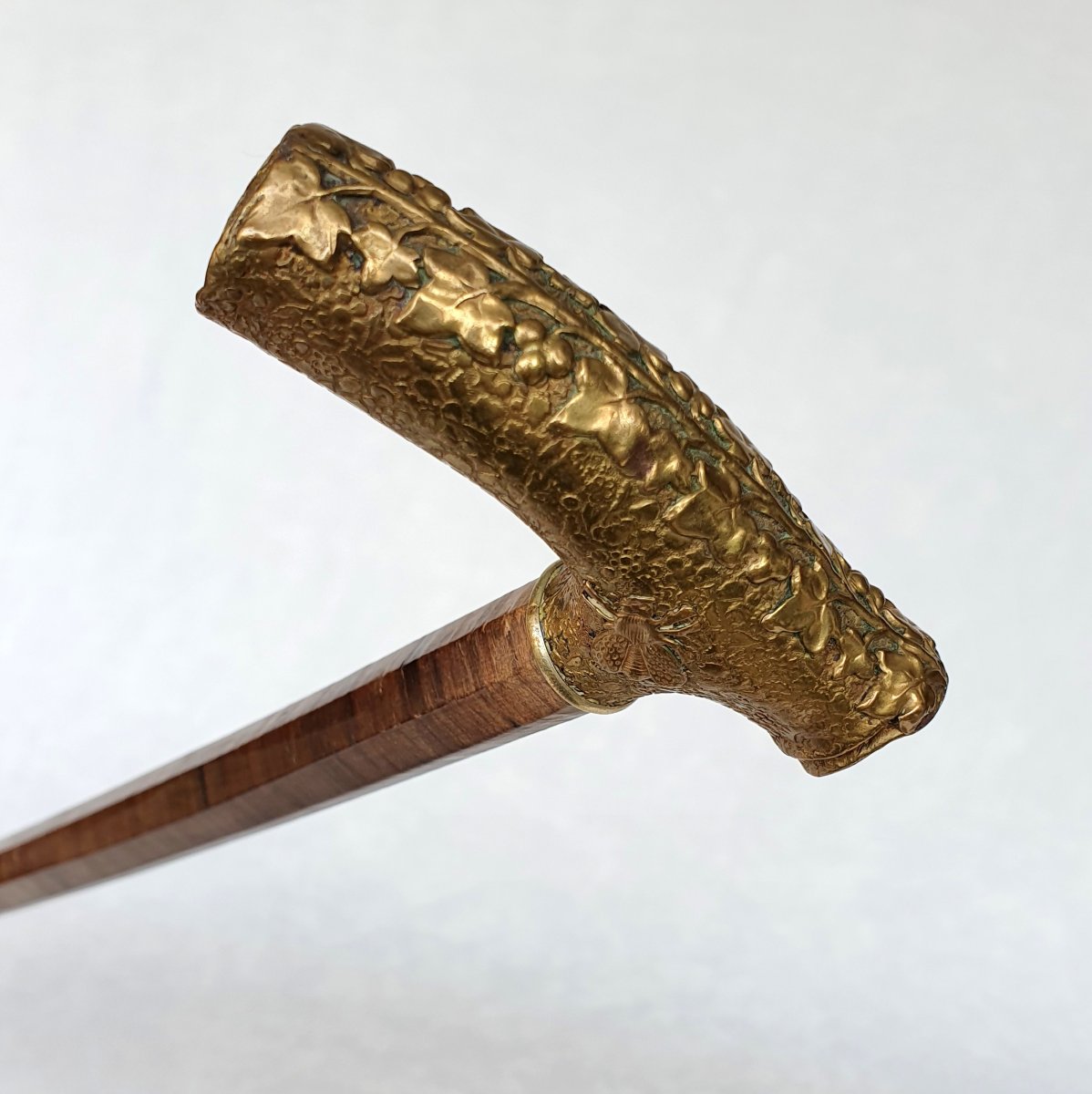 Art Nouveau Cane, Leather Rings Shaft-photo-2