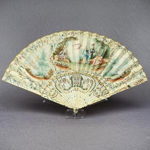 Antique Fan, 18th Century, Mythological Scene “the Judgment Of Paris”