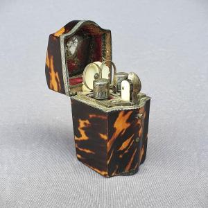 Travel Kit, Tortoiseshell And Silver, Writing, Sewing, Bottle Holder...early 19th Century