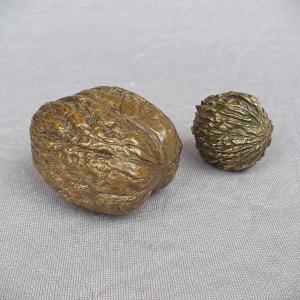 Bronze de Vienne, lot de deux noix en bronze