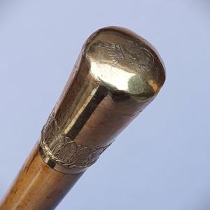 Antique Cane With 18 Carat Gold Knob, Count's Crown, 19th Century