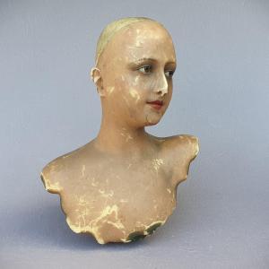 Old Bust Of A Milliner In Wax With Glass Eyes, Late 19th Century, Imans? Mannequin…