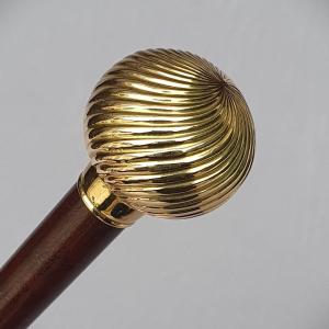 Art Nouveau Cane With Gold Ball Knob And Amourette Wood Shaft 