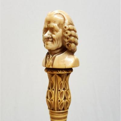 Umbrella, End Of 18th Century Ivory Carved Knob