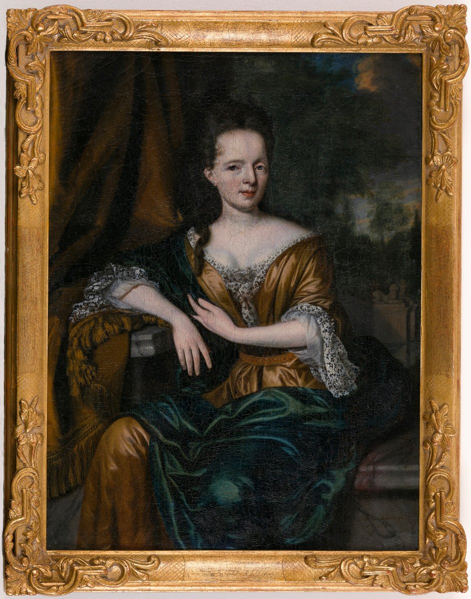 Peinture Ancien XVIIe Signé Nicolaes Van Ravesteyn (1661-1750) Portrait d'Une Dame