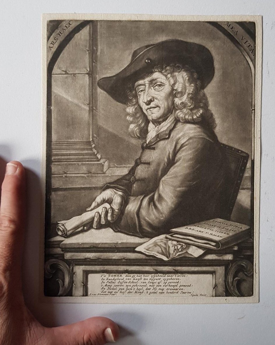 Mezzotint 18e Siècle Portrait Collectionneur Jan Pietersz Zomer (1641 - 1724) Par An Halen-photo-5