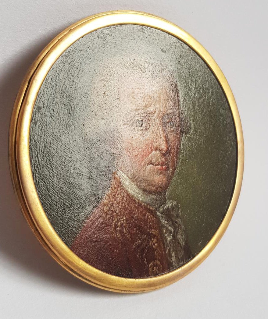 Artiste Français (ou Autrichien ?) Vers 1760 Portrait Miniature d'Un Noble Huile Sur Cuivre-photo-2