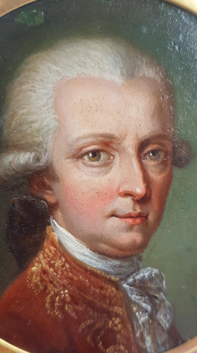 Artiste Français (ou Autrichien ?) Vers 1760 Portrait Miniature d'Un Noble Huile Sur Cuivre-photo-4