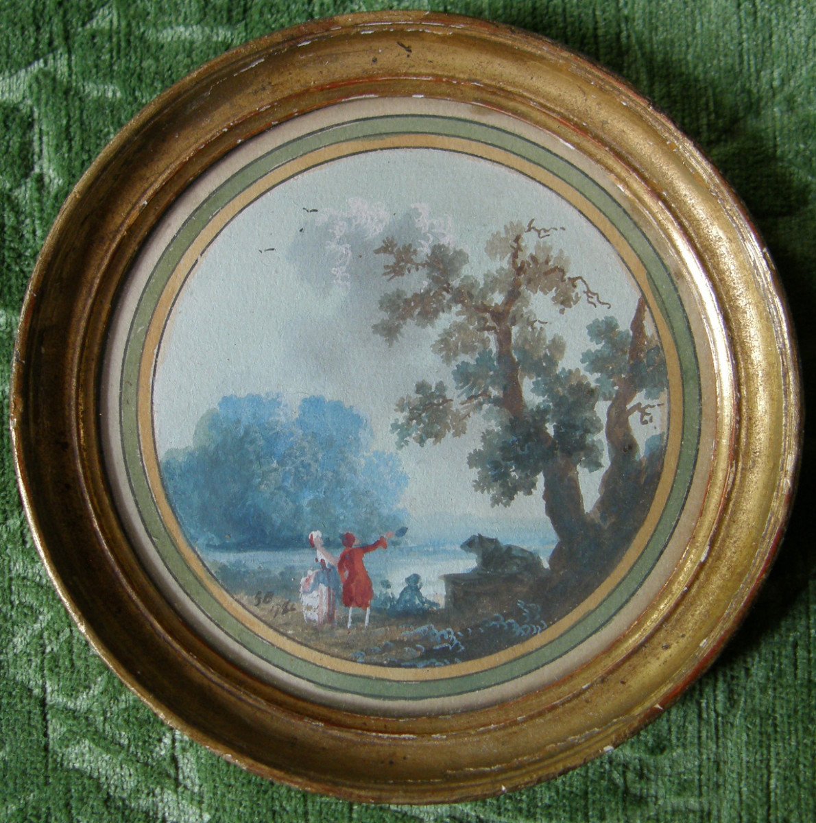 Set Of Five 18th Century Circular Landscape Old Master Drawings Jpll Houël 1735-1813 Dated 1784-photo-4