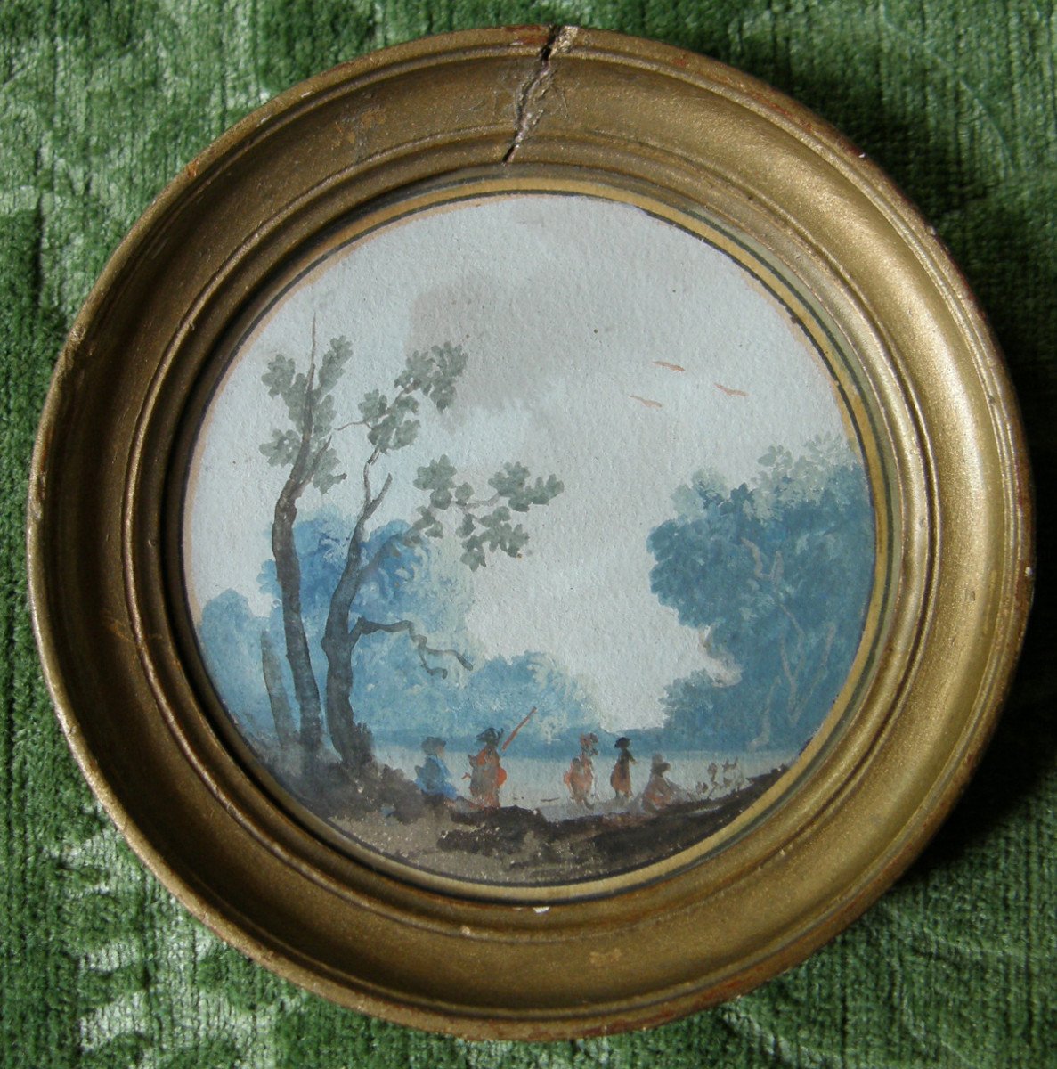 Set Of Five 18th Century Circular Landscape Old Master Drawings Jpll Houël 1735-1813 Dated 1784-photo-2