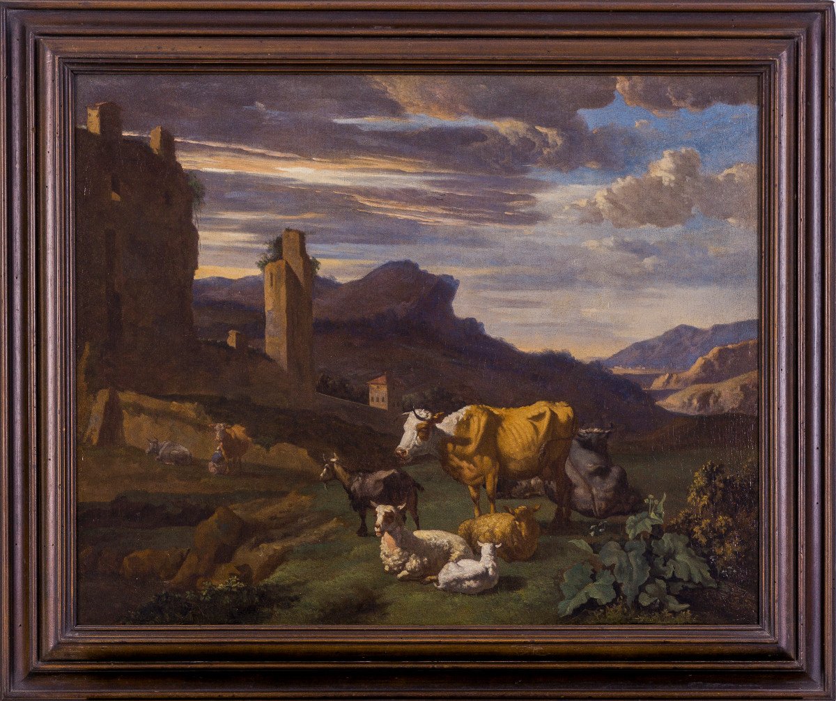 Old Master Painting Willem Romeyn (haarlem C. 1624 - C. 1694 Haarlem) Italian Landscape-photo-2