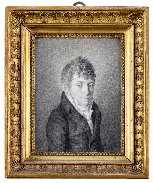 Dessin XIXe Par Albert Christoph Reindel (1784-1853)  Portrait d'Un Jeune Homme Daté 1806