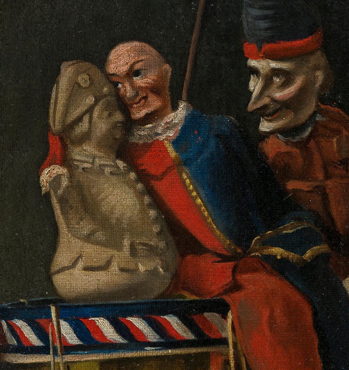 Peinture Ancienécole Française, Fin Du XVIIIe Siècle Personnages Masqués Ridiculisant Louis XVI-photo-4