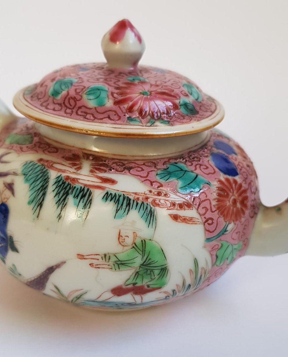 Théière En Porcelaine Chinoise Famille Rose Qianlong Du XVIIIe Siècle -photo-2