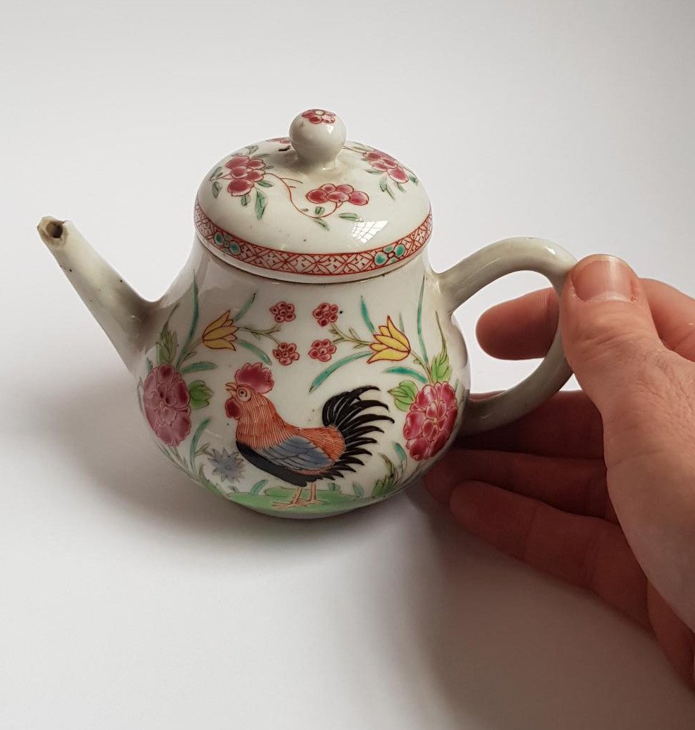 18th Century Chinese Famille Rose Qianlong Porcelain Teapot-photo-7