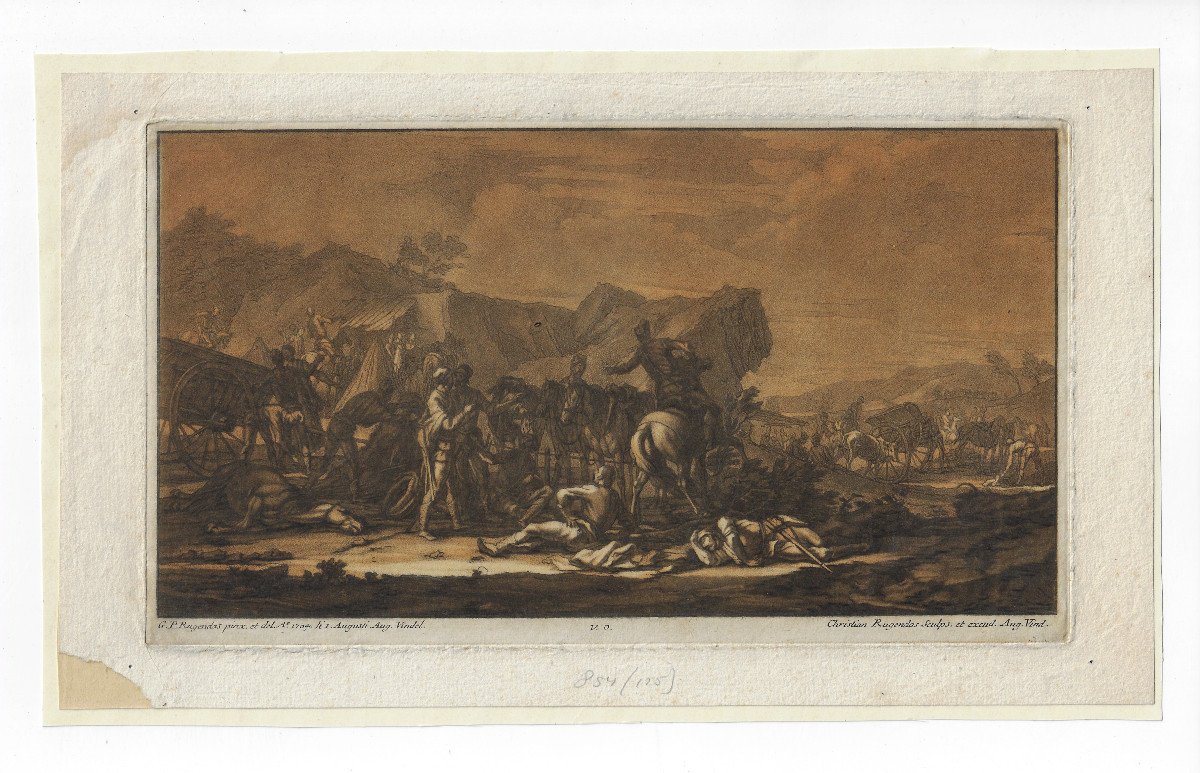 Magnifique Mezzotint Du 18ème Siècle Par Christian Rugendas (1708-1781) d'Après G.p. Rugendas-photo-2